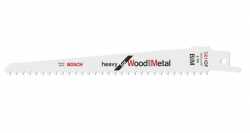 A pack of 100 reciprocating saw blades, specifically designed for cutting wood and metal. The blade is the S 611 DF Heavy model, made from BIM (Bi-Metal) material, perfect for cutting both wood and metal surfaces efficiently.